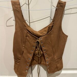 Brown Lace-Up Women’s top